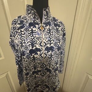 Lilly Pulitzer | Skipper Popover Elephant Print Pockets French Terry EUC